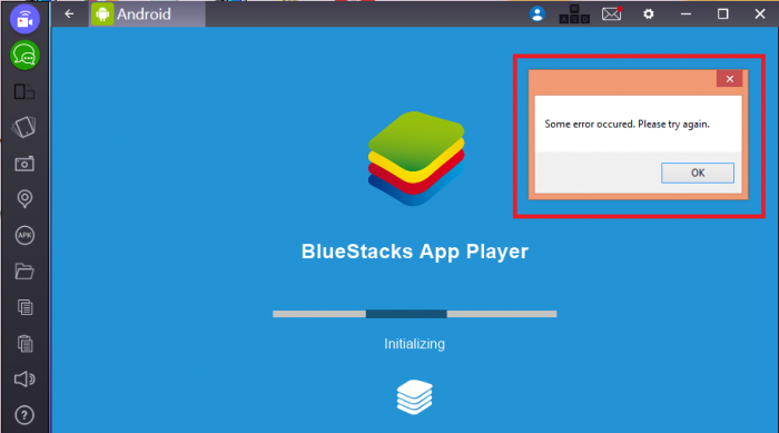 bluestacks update fail